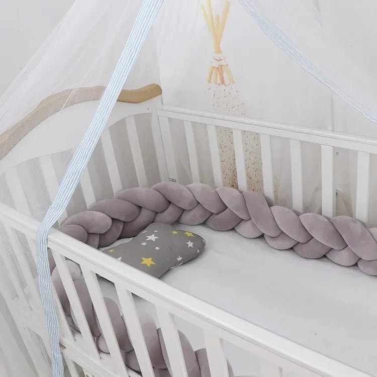 Tour de Lit Bébé Tressé Nœuds Coton PP – Pare-Chocs Berceau Nouveau-Né Large Choix Coloris 1M à 4M