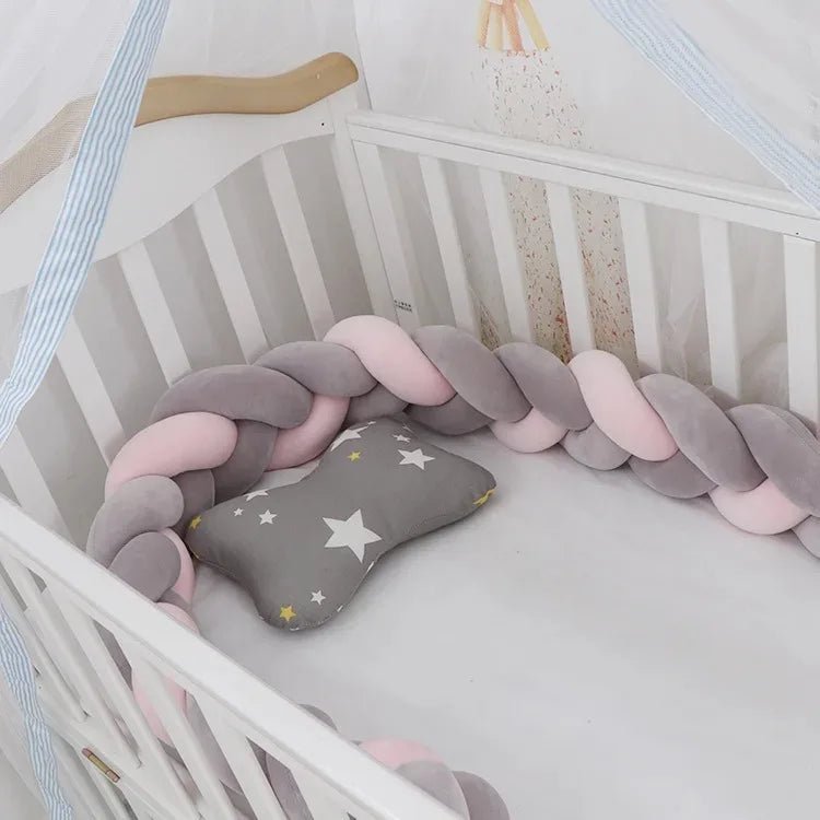 Tour de Lit Bébé Tressé Nœuds Coton PP – Pare-Chocs Berceau Nouveau-Né Large Choix Coloris 1M à 4M