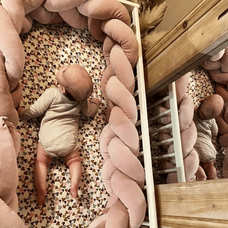 Tour de Lit Bébé Tressé Nœuds – Pare-Chocs Berceau Lavable 1M 2M 3M 4M