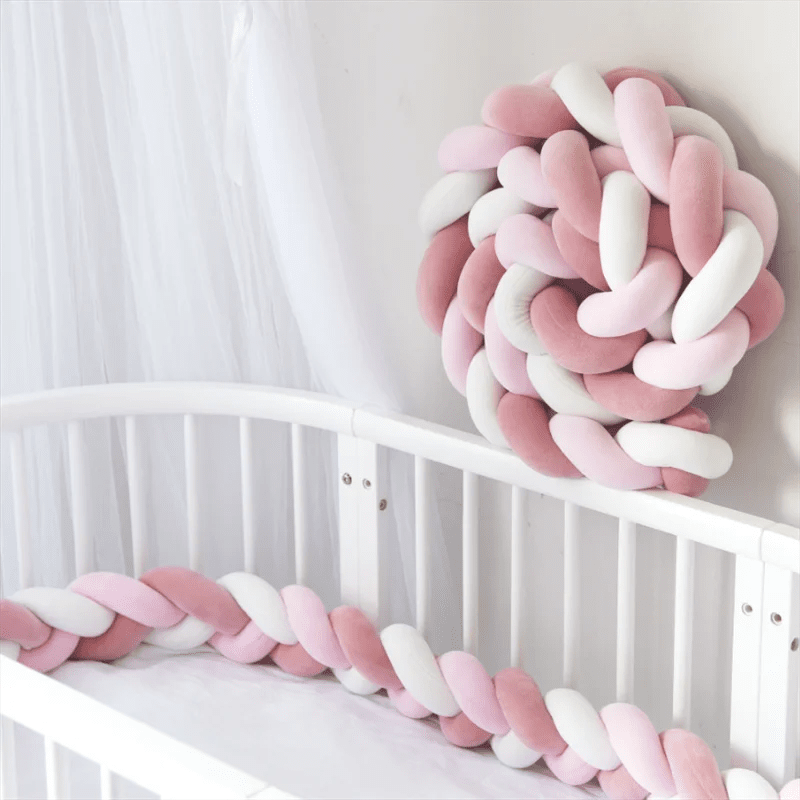 Tour de Lit Bébé Tressé Nœuds – Pare-Chocs Berceau Lavable 1M 2M 3M 4M