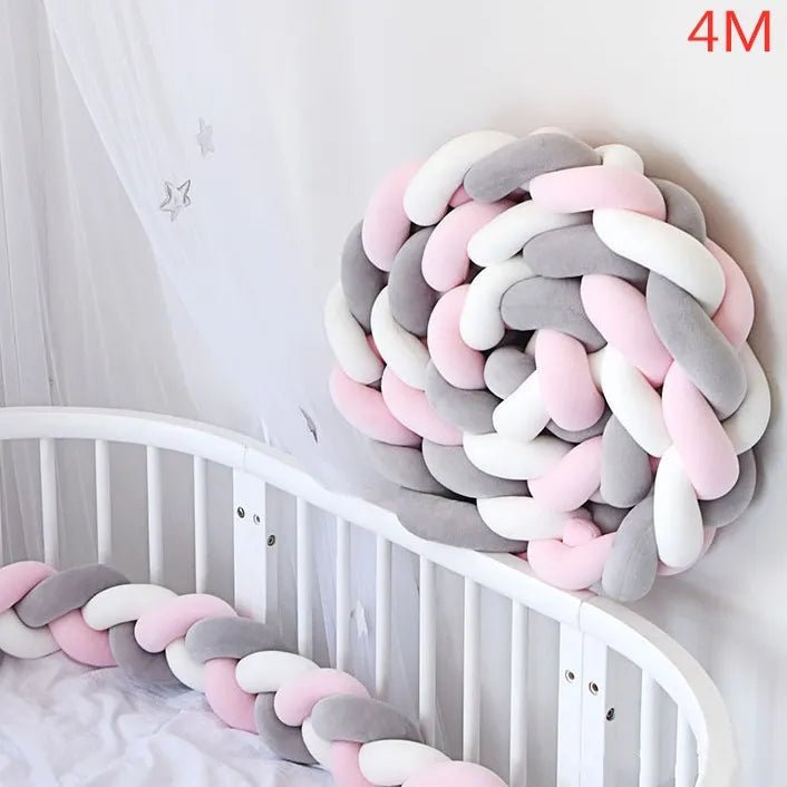 Tour de Lit Bébé Tressé Nœuds – Pare-Chocs Berceau Lavable 1M 2M 3M 4M