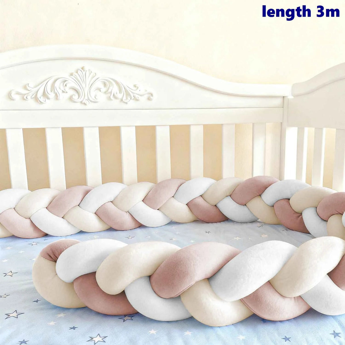 Tour de Lit Bébé Tressé Nœuds Spandex Doux – Pare-Chocs Berceau Unisexe 1M 2M 3M 4M