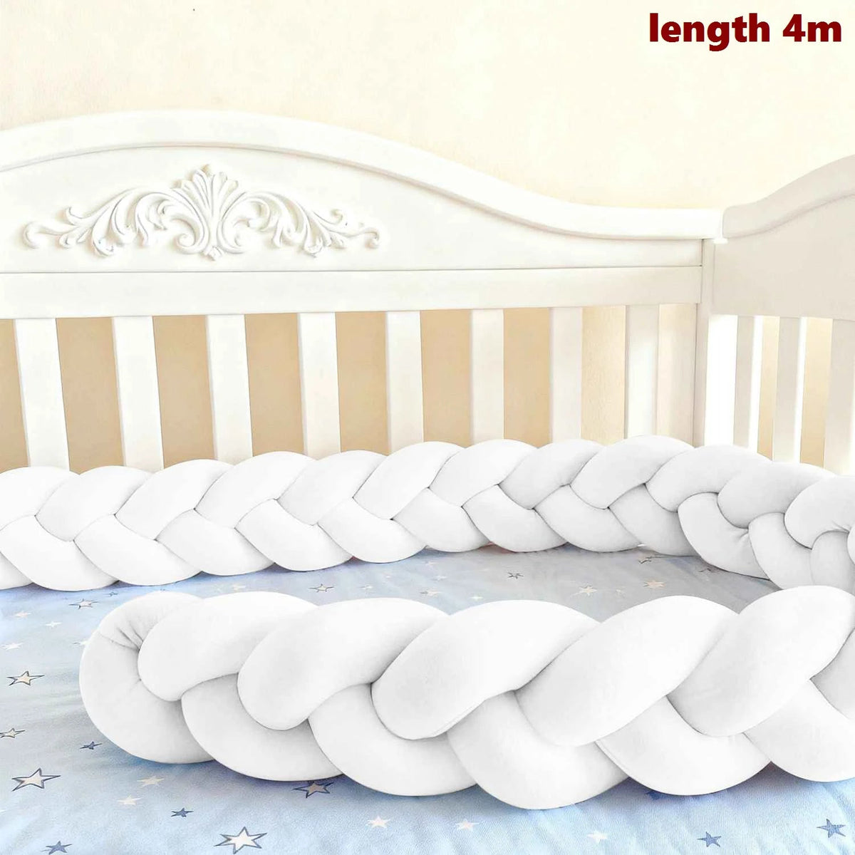 Tour de Lit Bébé Tressé Nœuds Spandex Doux – Pare-Chocs Berceau Unisexe 1M 2M 3M 4M