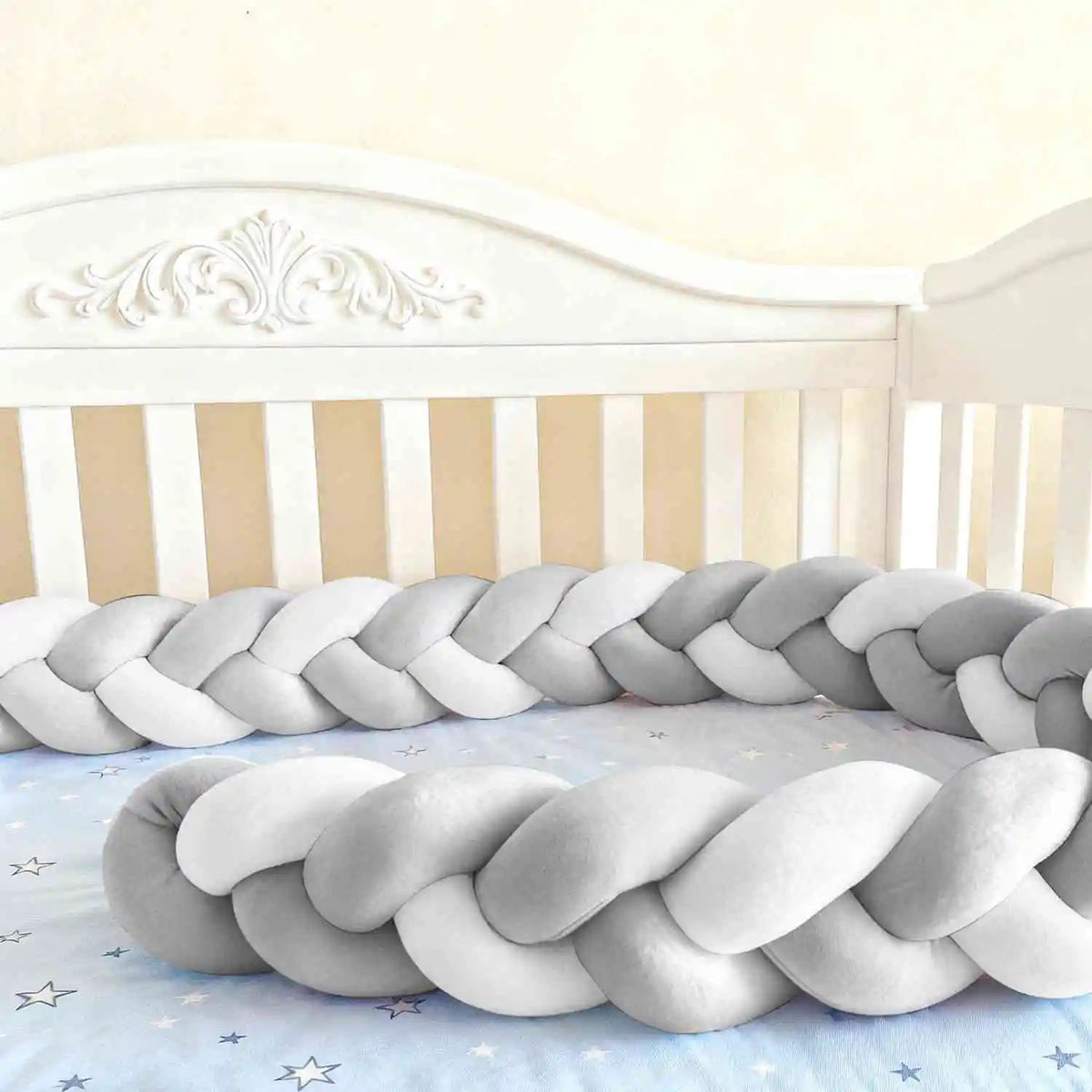 Tour de Lit Bébé Tressé Nœuds Spandex Doux – Pare-Chocs Berceau Unisexe 1M 2M 3M 4M