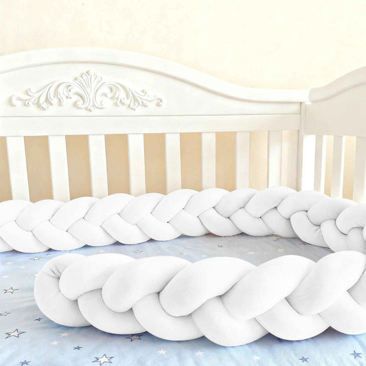 Tour de Lit Bébé Tressé Nœuds Spandex Doux – Pare-Chocs Berceau Unisexe 1M 2M 3M 4M