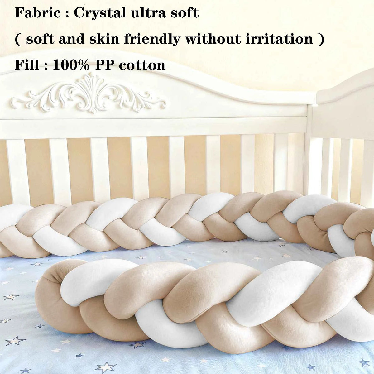 Tour de Lit Bébé Tressé Nœuds Spandex Doux – Pare-Chocs Berceau Unisexe 1M 2M 3M 4M