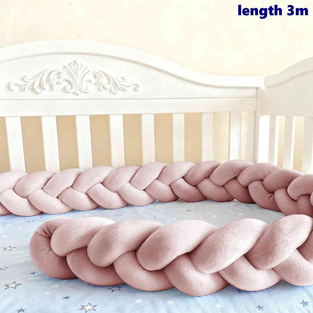 Tour de Lit Bébé Tressé Nœuds Spandex Doux – Pare-Chocs Berceau Unisexe 1M 2M 3M 4M