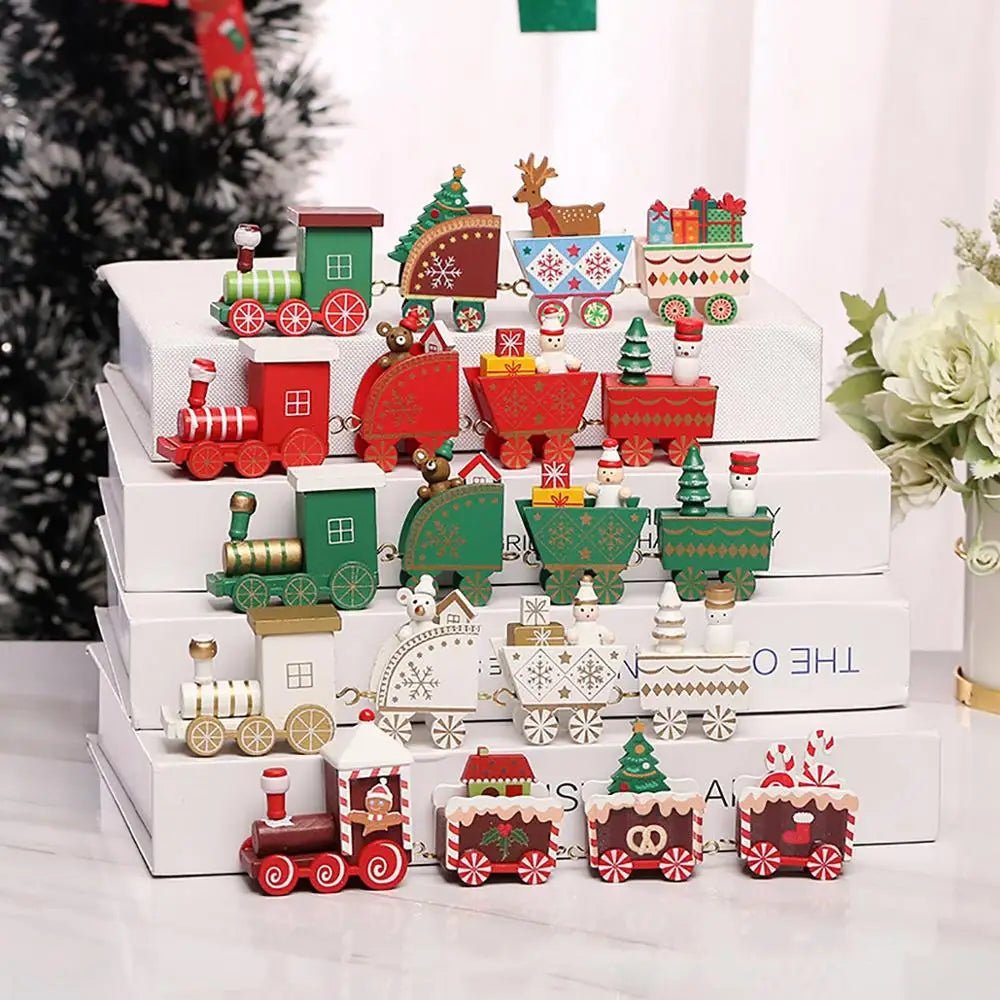Miniature Wooden Christmas Train – Tree & Table Decoration for Holidays 2025, Children's Gift for New Year 2026