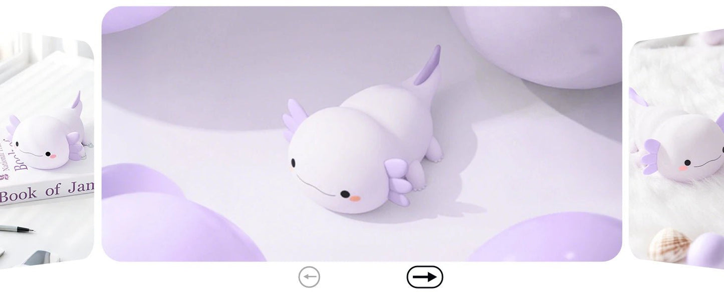 Veilleuse axolotl silicone — Lampe de Nuit LED Kawaii Rechargeable | Chambre Enfant & Bébé